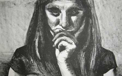 Charcoal drawing of a student from the President's Art collection