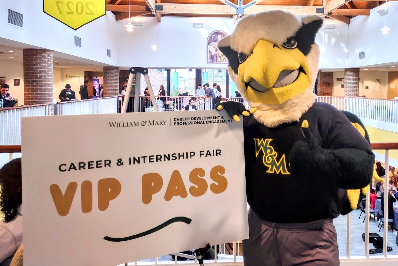 Reveley the Griffin at the 2024 career and internship fair