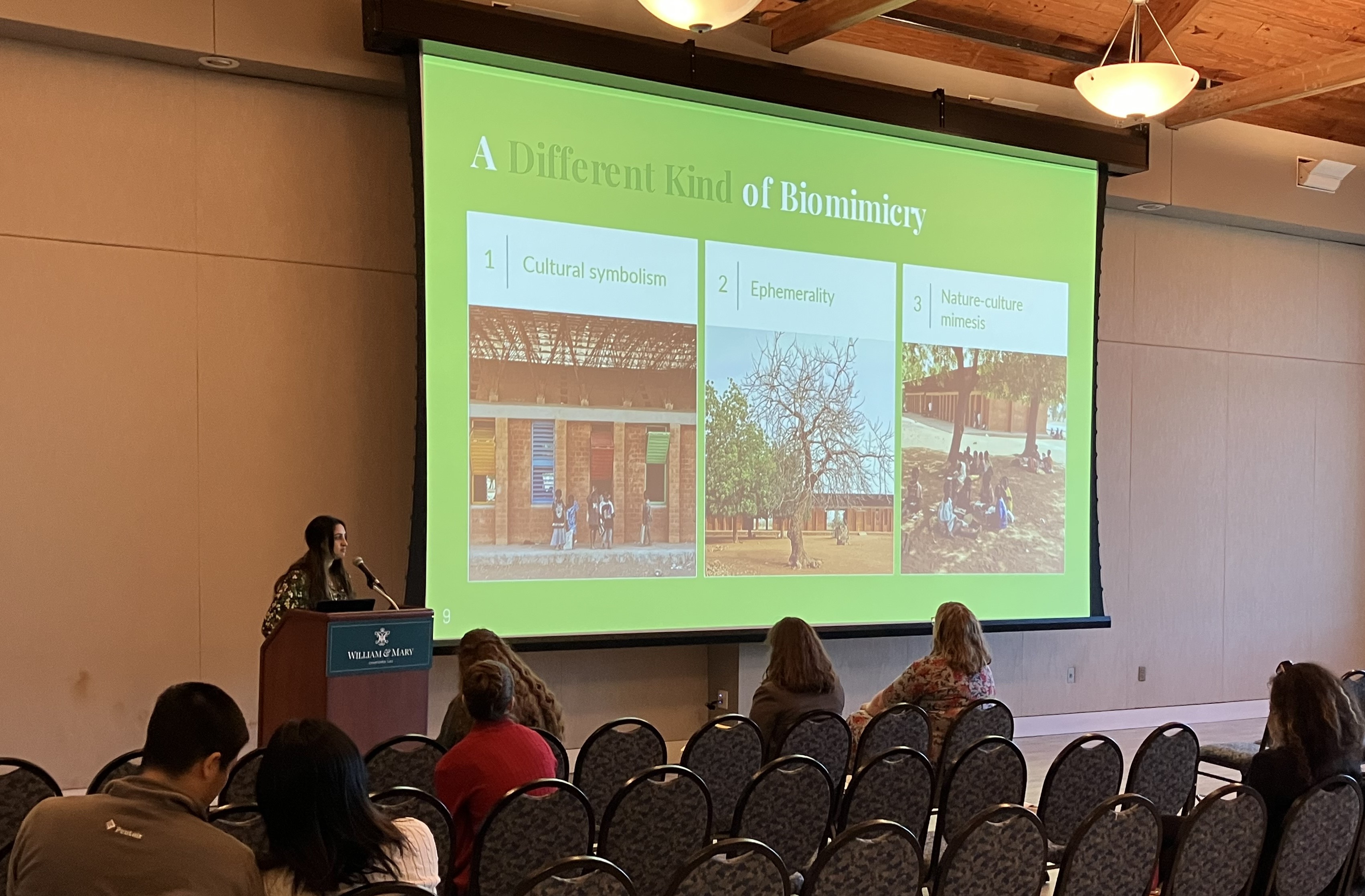 Tara Vasanth '23 presented her Honors research at the inaugural Graduate & Honors Research Symposium in William & Mary's Sadler Center in March 2023. (photo by Charles Center staff)