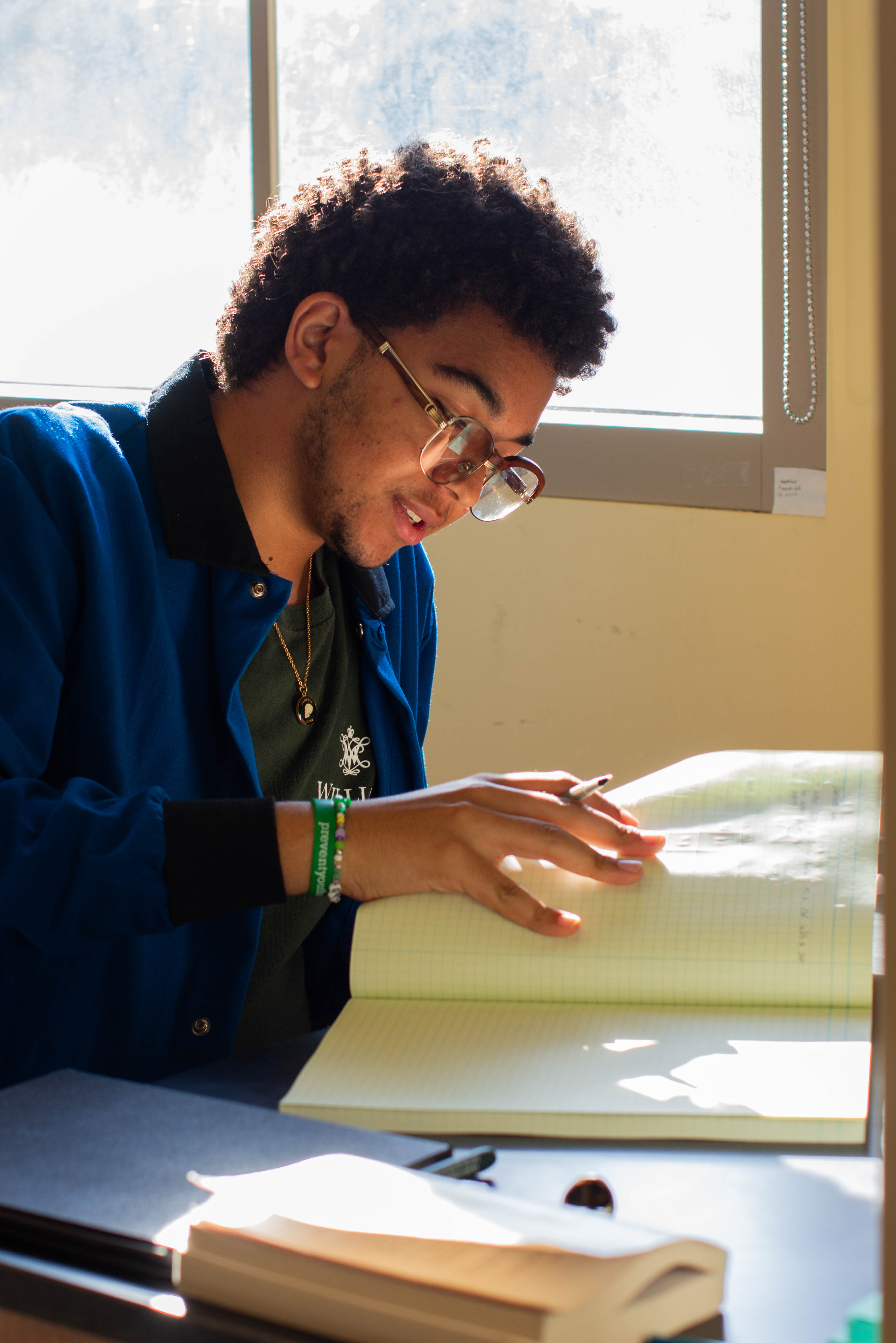 Kyle Lewis-Johnson '25, a Sharpe Program Fellow, is a Chemistry major with a minor in Biochemistry. (photo by Tess Willett)
