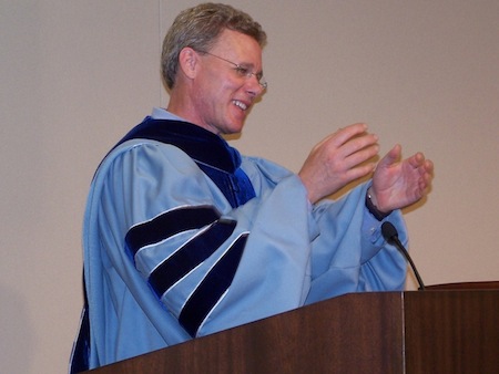 Prof. Donahue, as department chair, presides over graduation ceremony.