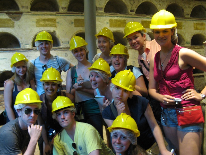 Hard hats were necessary at the Columbarium Scipionis