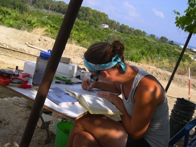 Jessica Paga excavating in Cyprus