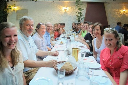 W&M faculty and students at a taverna in Athens