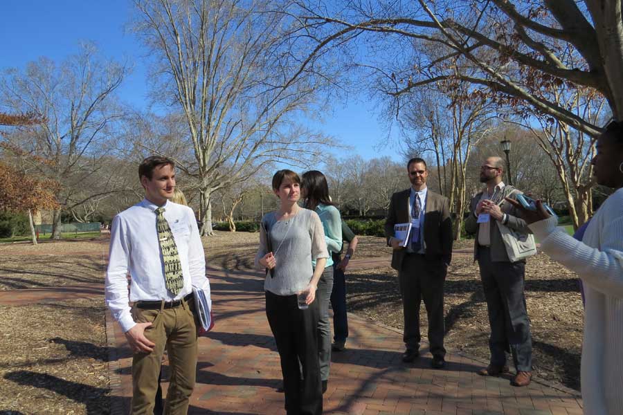 CAMWS attendees go on a tour of campus with Professor Nichols and student guides