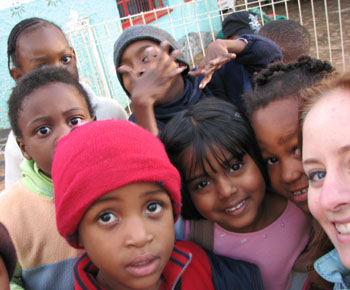 Joanna and children at the Johannesburg orphanage: 'Spending time with them was a really incredible experience.'