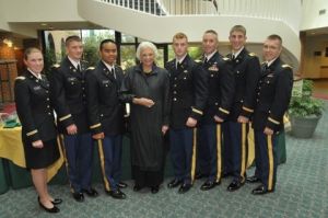 The Honorable Sandra Day O'Connor and newly commissioned Lieutenants.