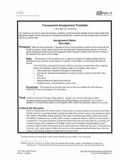Example template for a transparent assignment; click on the image to view full size. 