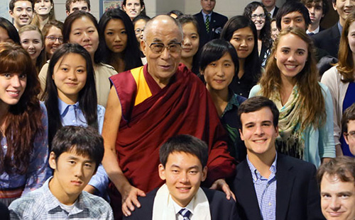 Dalai Lama with students