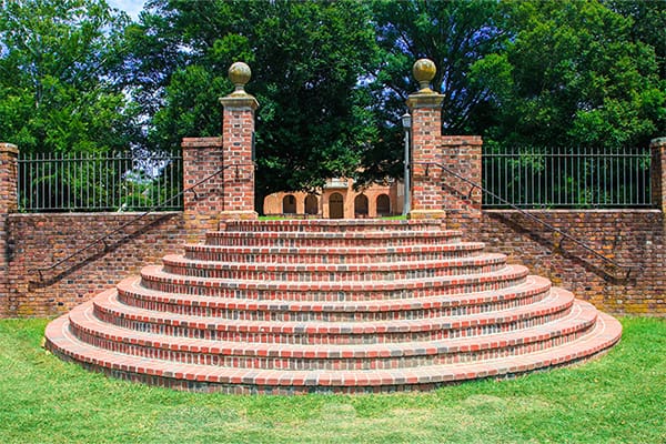 Brick steps leading out of the Sunken Garden