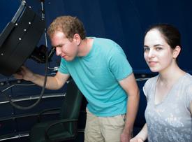 Jacob Gunnarson and Alexandra Cramer plan to use the Thomas Harriot observatory to record asteroid impacts on Jupiter and Saturn. Photo by Joseph McClain