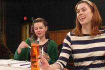 Maren Hunsberger '15 and Tess Higgins '15 during a rehearsal | Photo courtesy of Christine Fulgham '17