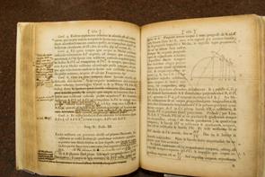 William & Mary’s Principia shows heavy annotation, including marginal comments in Latin and even an entire page crossed out with an X. Photo by Joseph McClain