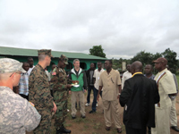 Flaherty discusses the Ebola outbreak with county health officials while visiting C.H. Rennie Hospital in Margibi County, Liberia.