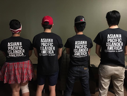 Members of the Asian American Student Initiative pose for a photo with the shirts the group created. (photo courtesy of Francis Tanglao-Aguas)