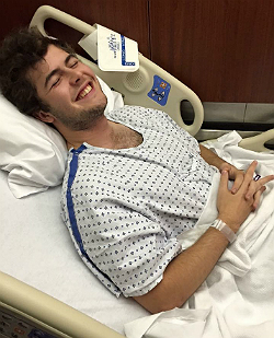 Although he was not nervous about the surgery, the tonsillitis Friend suffered from while in the hospital for the donation proved more bothersome. (Photo courtesy of Christoffer Friend ’16)