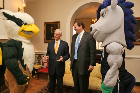 A meeting of mascots in 2015 (Photo by Stephen Salpukas)