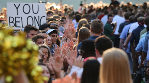 W&M's newest students are welcomed to the university following the 2018 Opening Convocation ceremony. (Photo by Stephen Salpukas)