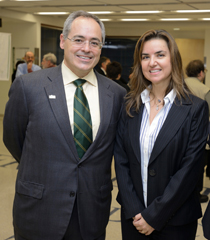George Mason President Ángel Cabrera (left) with Peggy Agouris (Photo courtesy of GMU Creative Services)