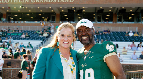 Huge with Warren Winston '72, the first African American scholarship student athlete at William & Mary
