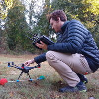 Timothy Boycott collects data using a drone