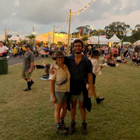 Patrick Abboud (right) and his sister, Sarah Abboud, at the Byron Bay Bluesfest in Australia in 2019. (Courtesy photo)