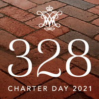 A graphic with a brick sidewalk with text saying 328 Charter Day