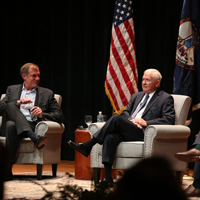 Former Navy SEAL commander Mike Hayes and former Secretary of Defense Robert Gates speaking on state