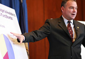 Gov. Kaine outlines a plan for budget reductions. Courtesy the governor's office.