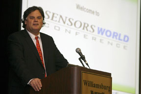Nichol welcomes those attending the sensors conference. By Stephen Salpukas.