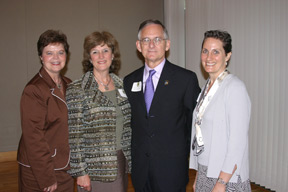 (From left) William and Mary alumna and former state superintendent of schools Jo Lynne DeMary, William and Mary School of Education Dean Virginia L. McLaughlin, State Sen. Tommy Norment and School of Education Assistant Professor Megan Tschannen-Moran. 