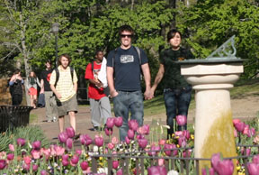 Students at the sundial