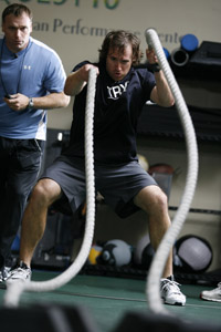 Durkin with Drew Brees (Photo courtesy of Fitness Quest 10)