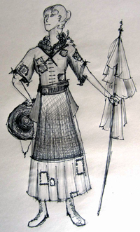 An early conceptual sketch that Allar created to help define the look of the villagers. 