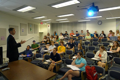 Wittman speaks to a class on Tuesday morning. (Photo by Mark Patterson)