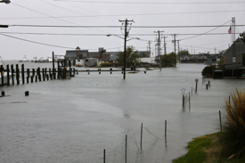 Flooding of Atlantic Avenue in Wachapreague, Va., during the passage of Hurricane Sandy.