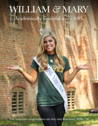 Rosemary Willis in a W&M ad that appears in the Miss America Competition Magazine