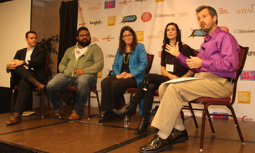 A&E Festival attendees listen to guest speakers discuss their careers in the entertainment industry during the 2012 Festival.