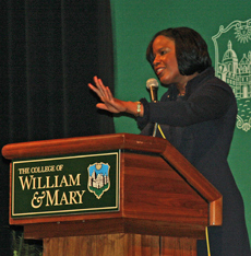 Roslyn M. Brock speaks at W&M's 2014 Martin Luther King, Jr. Commemoration. Photo by Sierra Barnes '14.