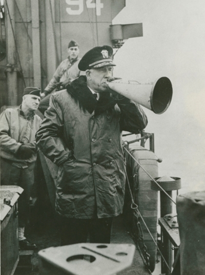 John Lesslie Hall, Jr. issues commands aboard his ship