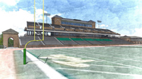 View of the proposed west grandstand from the field at Zable Stadium