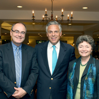 From left: W&M Vice Provost Stephen E. Hanson, Jon Huntsman and Miriam Kazanjian, consultant for the Coalition for International Education