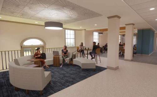 Monroe Interior rendering of student lounge space