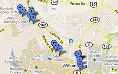 Google Map of Off Campus W&M Express locations