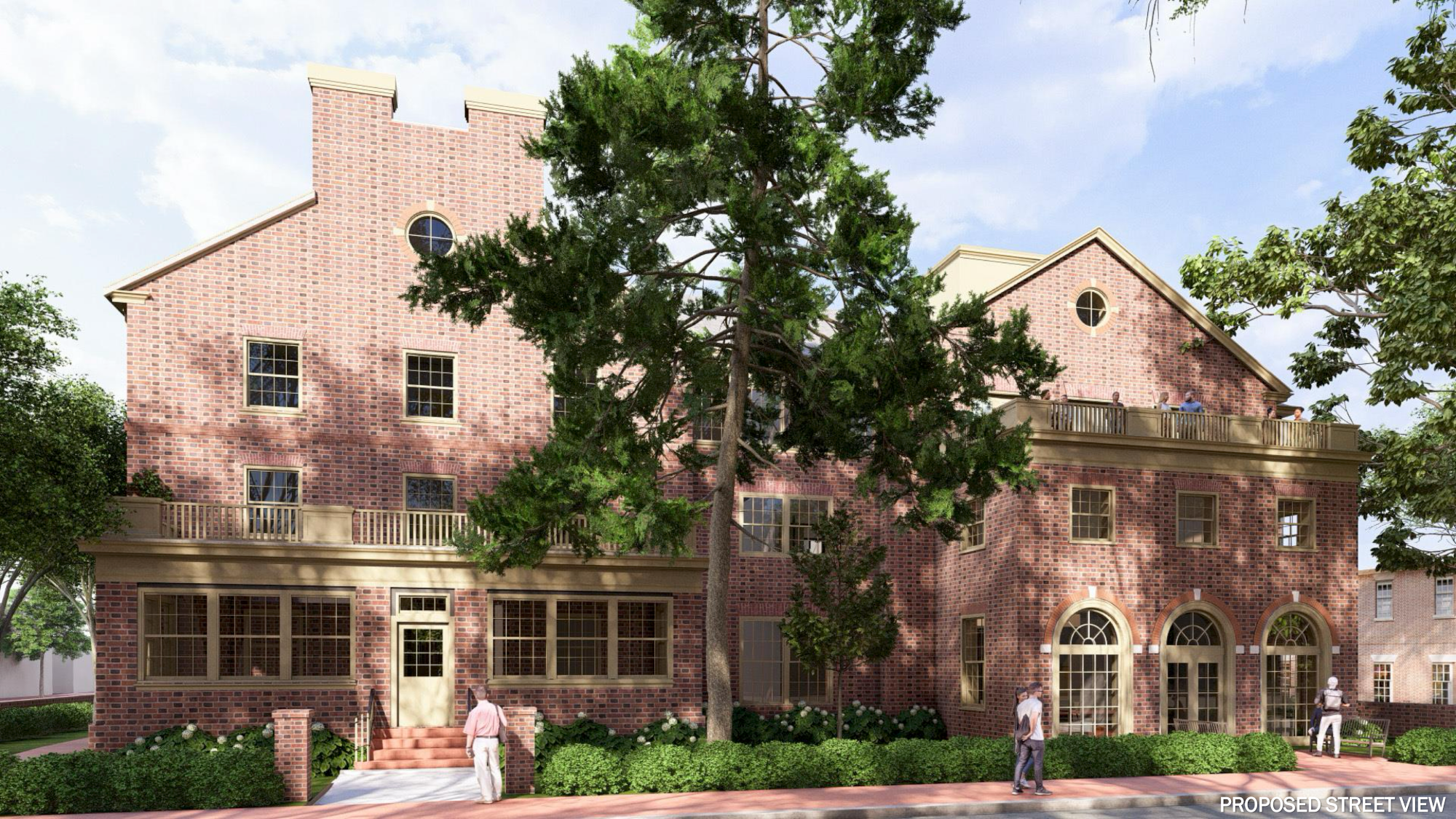 Rendering of Gates Hall exterior, photo courtesy of Glavé & Holmes Architecture.
