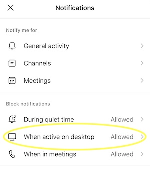 Block Notifications on Mobile App when Using Desktop