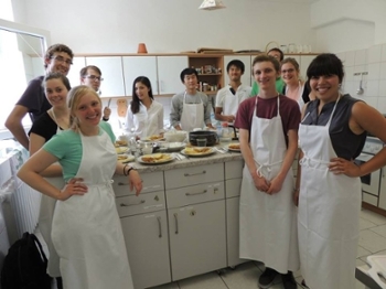 W&M students enjoy a cooking class in Potsdam, Germany as part of their summer study abroad program.
