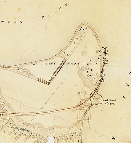(Board of Public Works (RG57), BWP-515-1, A map and profile of the City Point Railroad by John Couty, 1837, Map Collection, Archives Research Services, The Library of Virginia, Richmond, VA).