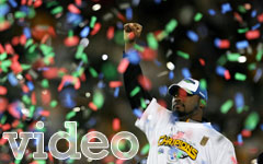 Coach Mike Tomlin with the word "video" overlaid on the image