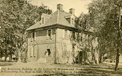 An early 20th century postcard shows the Brafferton building at William & Mary